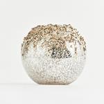 GLASS CANDLE HOLDER, WITH METALLIC GLITTER, 8,8x10cm