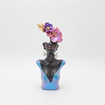 DECORATIVE SCULPTURE WOMAN WITH FLOWERS BLACK-BLUE-PINK 16.5Χ10Χ40.5CM