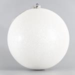 PLASTIC WHITE GLITTER BALLS, SET 2PCS, 20cm