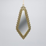 HANGING ORNAMENT, VINTAGE MIRROR, GOLD DROP, 19x8cm