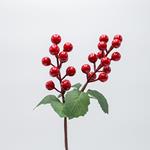 PICK WITH RED BERRIES AND GREEN LEAVES, 30cm