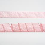 PINK RIBBON, WITH SILVER TWIGS, 6,35cm, 10Y