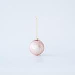 GLASS BALL, PINK WITH WHITE DESIGNS, SET 4PCS, 8cm