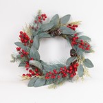 WREATH WITH WHITE PEARL BERRIES, 48cm