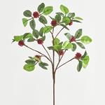TWIG, WITH RED BERRIES AND GREEN LEAVES, 37cm