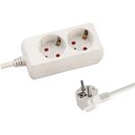 SOCKET 2 SCHUKO HOLES CABLE 3X1,5mm EXTENSION 1,5m WITH SHUTTER PROTECTION