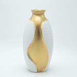 ΒΑΖΟ ΚΕΡΑΜΙΚΟ ΛΕΥΚΟ - ΧΡΥΣΟ 17.5x16.5x37.5cm