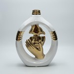 ΒΑΖΟ ΠΡΟΣΩΠΟ ΚΕΡΑΜΙΚΟ ΛΕΥΚΟ -ΧΡΥΣΟ 22.5x8x30.5cm