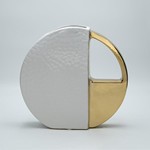 ΒΑΖΟ ΚΕΡΑΜΙΚΟ ΛΕΥΚΟ -ΧΡΥΣΟ 15x33cm
