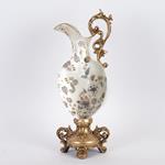 VASE, PORCELAIN & POLYRESIN, WHITE-GOLD WITH FLOWERS, 21x18x51.5cm