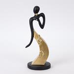 DECORATIVE SCULPTURE, PEOPLE WITH MUSICAL INSTRUMENT, POLYRESIN,BLACK & GOLD, 11x9x27cm