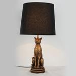 TABLE LAMP,LEOPARD, WITH BLACK SHADE, POLYRESIN-METAL, GOLD-BLACK, 10x48,5cm