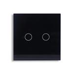 2 GANG SWITCH BLACK GLASS TOUCH PANEL + METAL FRAME