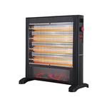 QUARTZ HEATER 2400W BLACK WITH THERMOSTAT AND FLAME EFFECT