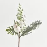 TWIG, WITH WHITE DECORATIVES, 24cm