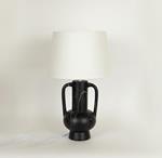 TABLE LAMP,  WITH  LINEN SHADE, METAL, JUG SHAPE,WHITE, 42x28cm