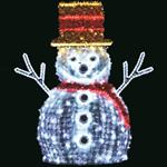 PROFESSIONAL DESIGN, SNOWMAN 3D, WHITE AND YELLOW LED ROPE LIGHT, WHITE LED, 155x130x80cm, IP65