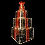 PROFESSIONAL DESIGN, GIFTS BOX 3D, WARM WHITE AND RED LED ROPE LIGHT, WITH WARM WHITE AND RED  LED, 150χ350  IP65