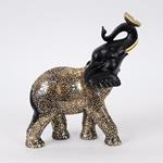 TABLE DECORATION, ELEPHANT WITH BUTTERFLY,POLYRESIN, BLACK & GOLD, 23x10x26cm