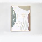 FRAMED WALL ART, WITH  PLASTER, FACE-RIGHT  EYE,WHITE- DARK GREEN- BROWN, GOLD 45x60x2,2CM