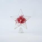 TOP TREE, STAR, WITH CORD, RED-WHITE, 25,5cm