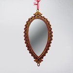 HANGING ORNAMENT, VINTAGE MIRROR, OVAL BRONZE, 19.5x9.5cm
