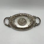 TRAY, POLYRESIN, SILVER WITH FLOWERS, 39x20.5x4cm