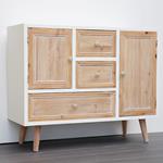 CONSOLE, WOODEN, WHITE COLOR, 3 DRAWERS & 2 DOORS, NATURAL COLOR, 90x33,5x72cm