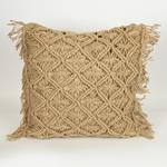 CUSHION,  WITH FILLER,  JUTE  WITH  FRINGES,  NATURAL, 45x45cm