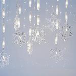 ICICLE, 56 LED 5mm WITH 14 SNOWFLAKES 11cm, 3.4V ADAPTOR, TRANSPARENT WIRE, WHITE LED, H80xW300cm, LEAD WIRE 3m, IP44