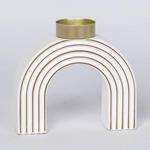 CANDLE HOLDER, WOODEN, WHITE, ARCHED, 16x5.50x14.50cm