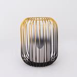 CANDLE HOLDER, WITH  SILVER GLASS, METAL, GOLD & BLACK,1 POSITION,16.5x19.5cm