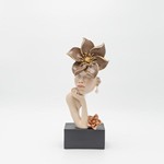 DECORATION SCULPTURE WOMAN WITH FLOWER BLACK 13x7.5x32.5cm