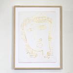 FRAMED WALL ART  WITH  PLASTER, WOMAN'S  FACE,  WGITE- GOLD,  45x60x2,2cm