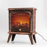 PLASTIC BLACK FIREPLACE, VINTAGE COPPER COLOR, 12 LED, WITH TRANSFORMER, WITH FLAME EFFECT, 45,5x18,5x56cm