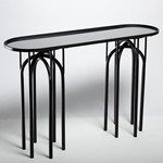 ΚΟΝΣΟΛΑ ΜΕΤΑΛΛΙΚΗ ΜΑΥΡΗ ΜΕ ΓΥΑΛΙΝΗ ΜΑΥΡΗ ΕΠΙΦΑΝΕΙΑ 120x35x81cm