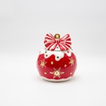 COOKIE JAR, RED CHRISTMAS BALL WITH BOW, DECORATIVE, 16x17.5cm