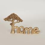 TABLE DECORATION, POLYRESIN, LETTERS"HOME" WITH TREE  OF  LIFE, GOLD, 24.6x3.5x13.7cm