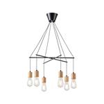 PENDANT LIGHT FIXTURES WOOD-METAL 6LIGHTS 6XΕ27 650X650X1180mm BLACK ARTE ILLUMINA EDISON