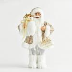 WHITE SANTA WITH GOLD AND GIFTS, 45cm