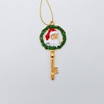 KEY ORNAMENT, GOLD WITH SANTA, 9x4cm