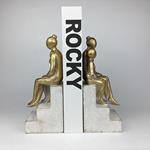 BOOKEND, WITH STATUES, GOLD, SET 2PCS,WHITE-GOLD, 8x8x21.7cm