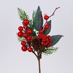 PICK WITH BIG AND SMALL BERRIES AND PINECONE, 29cm