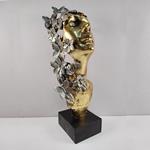 DECORATIVE SCULPTURE, RESIN, FEMALE WITH  BUTTTERFLIES AND FLOWERS,GOLD-BLACK-SILVER, 16.5x13x40cm
