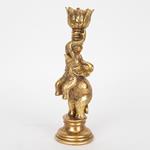 CANDLE  HOLDER, ELEPHANT, POLYRESIN, ANTIQUE, GOLD, 8x8.5x27cm