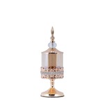 DECORATIVE GLASS JAR WITH LID METALLIC ACCENTS GOLD - AMBER GLASS 10x28cm