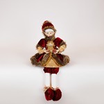 HARLEQUIN WITH BURGUNDY DRESS, 61cm