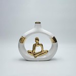 ΒΑΖΟ ΦΙΓΟΥΡΑ ΚΕΡΑΜΙΚΟ ΛΕΥΚΟ -ΧΡΥΣΟ 20x5.5x20.3cm