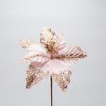 POINSETTIA, PINK, WITH SHINY GLITTER ON HALF THE LEAF, 26x20cm