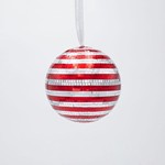 GLASS BALL, DISCO, RED SILVER, 10cm